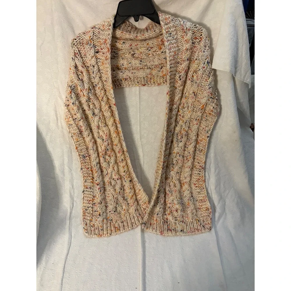 Gap Cable Knit Cottagecore Hygge Boho Chic ShrugCream Confetti Chunky Winte Wrap